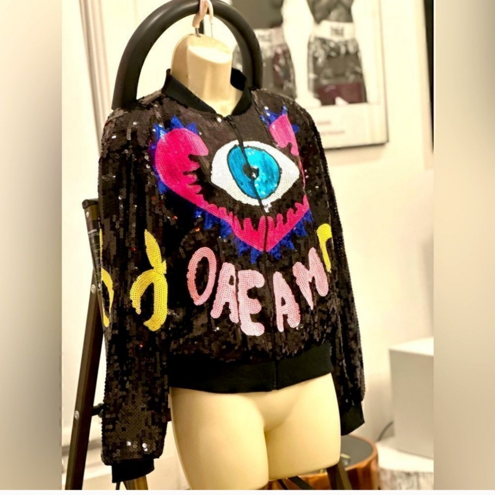 - Sequin Eye Graphic Jacket